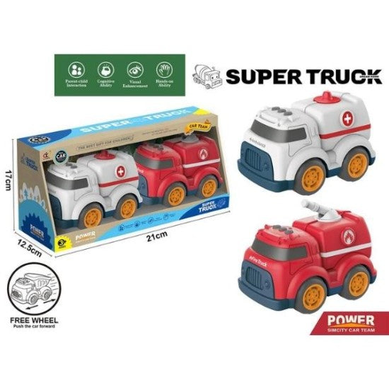 Σετ Οχημάτων Διάσωσης Ασθενοφόρο-Πυροσβεστικό 2τμχ 38x17x12,5cm 0098039