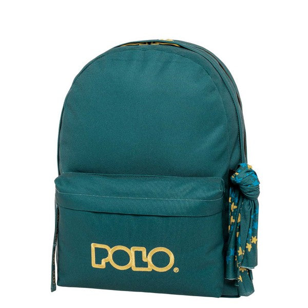 POLO Σχολική Τσάντα Πλάτης Double Scarf Petrol-Gold (901-235-5876) 2025